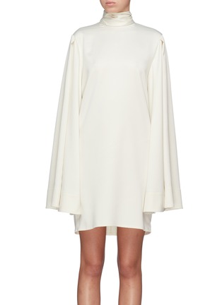 Main View - Click To Enlarge - SOLACE LONDON - 'Kinley' tie neck drape sleeve mini dress