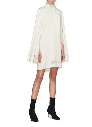 Figure View - Click To Enlarge - SOLACE LONDON - 'Kinley' tie neck drape sleeve mini dress