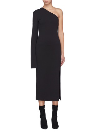 Main View - Click To Enlarge - SOLACE LONDON - 'Amora' flared sleeve one-shoulder dress