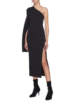 Figure View - Click To Enlarge - SOLACE LONDON - 'Amora' flared sleeve one-shoulder dress
