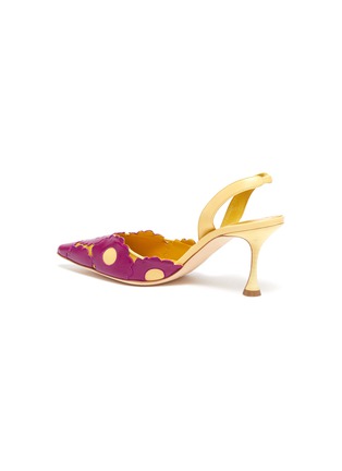  - MANOLO BLAHNIK - 'Modinara' leather floral appliqué slingback pumps