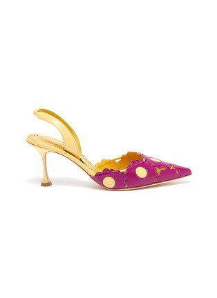 Main View - Click To Enlarge - MANOLO BLAHNIK - 'Modinara' leather floral appliqué slingback pumps