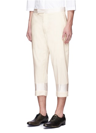 Front View - Click To Enlarge - HAIDER ACKERMANN - Satin trim cotton cropped pants