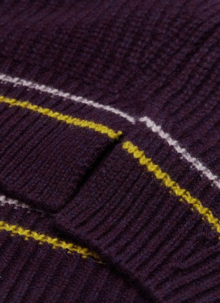  - COMME MOI - Stripe border wool-cashmere rib knit turtleneck sweater