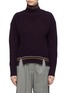 Main View - Click To Enlarge - COMME MOI - Stripe border wool-cashmere rib knit turtleneck sweater