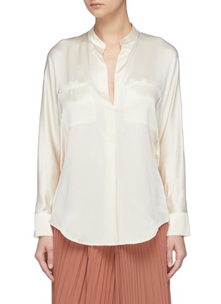 Main View - Click To Enlarge - VINCE - Chest pocket silk satin blouse