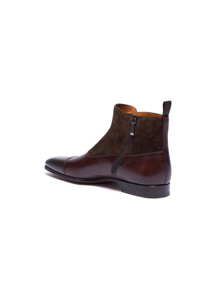  - MAGNANNI - Suede panel double monk strap leather boots