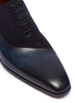 Detail View - Click To Enlarge - MAGNANNI - Suede and leather patchwork Oxfords