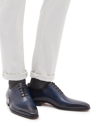 Figure View - Click To Enlarge - MAGNANNI - Stitched detail leather Oxfords