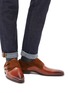 Figure View - Click To Enlarge - MAGNANNI - Suede panel double monk strap leather shoes