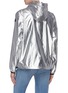 Back View - Click To Enlarge - MONCLER - 'Mikae' contrast drawstring metallic hooded windbreaker jacket