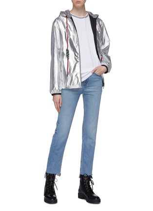 Figure View - Click To Enlarge - MONCLER - 'Mikae' contrast drawstring metallic hooded windbreaker jacket