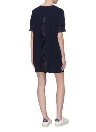 Figure View - Click To Enlarge - MONCLER - Patchwork sleeve zip back sweatshirt dress