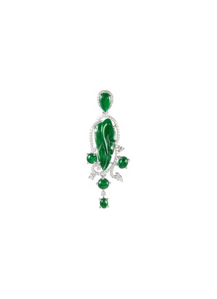 Main View - Click To Enlarge - LC COLLECTION JADE - Diamond jade 18k white gold leaf pendant