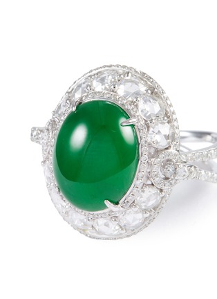 Detail View - Click To Enlarge - LC COLLECTION JADE - Diamond jade 18k white gold ring