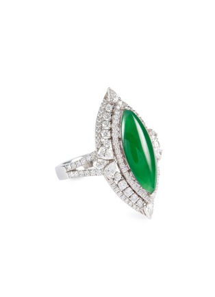 Main View - Click To Enlarge - LC COLLECTION JADE - Diamond jade 18k white gold marquise ring