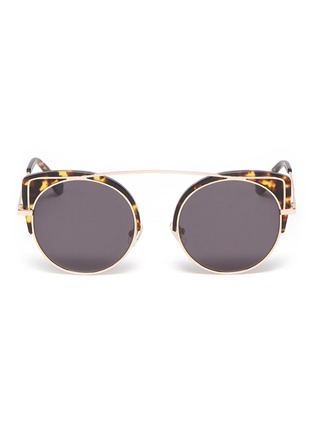 Main View - Click To Enlarge - STEPHANE + CHRISTIAN - 'Quincy' contrast corner brow bar metal cat eye sunglasses