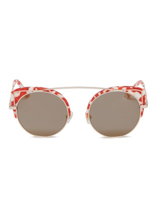 Main View - Click To Enlarge - STEPHANE + CHRISTIAN - 'Quincy' contrast corner brow bar metal cat eye sunglasses