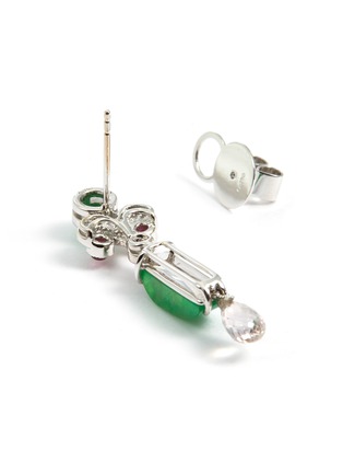 Detail View - Click To Enlarge - LC COLLECTION JADE - Diamond gemstone jade 18k white gold drop earrings