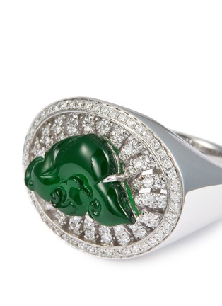 Detail View - Click To Enlarge - LC COLLECTION JADE - Diamond jade18k white gold cutout ring