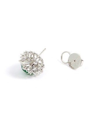 Detail View - Click To Enlarge - LC COLLECTION JADE - Diamond jade 18k white gold stud earrings