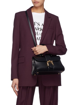 Front View - Click To Enlarge - DELVAUX - 'Brillant East West PM' ball buckle leather satchel