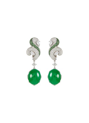 Main View - Click To Enlarge - SAMUEL KUNG - Diamond garnet jade 18k white gold drop earrings