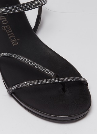 Detail View - Click To Enlarge - PEDRO GARCIA  - 'Gracy' Swarovski crystal strappy satin sandals
