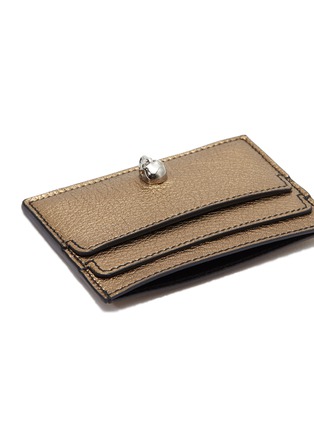 Detail View - Click To Enlarge - ALEXANDER MCQUEEN - Skull stud metallic leather card holder