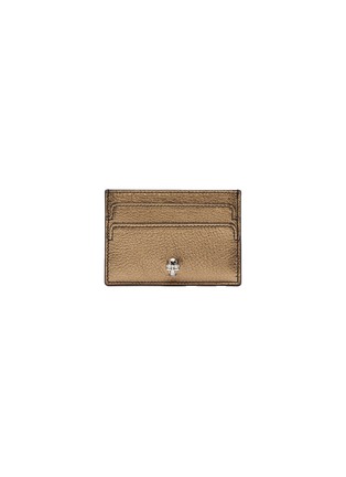 Main View - Click To Enlarge - ALEXANDER MCQUEEN - Skull stud metallic leather card holder