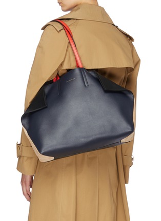 Front View - Click To Enlarge - ALEXANDER MCQUEEN - 'Butterfly' colourblock suede and leather tote