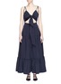 Main View - Click To Enlarge - XIAO LI - Cutout tie front tiered maxi dress
