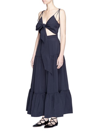 Figure View - Click To Enlarge - XIAO LI - Cutout tie front tiered maxi dress