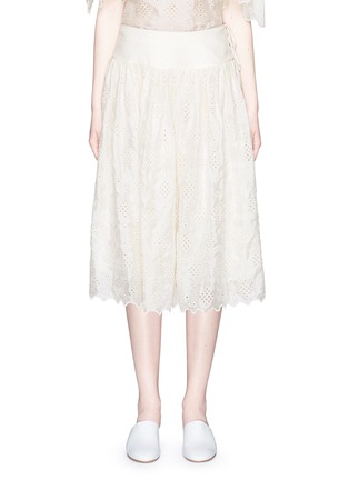 Main View - Click To Enlarge - MS MIN - Broderie anglaise flared silk skirt