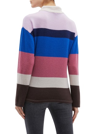 Back View - Click To Enlarge - THEORY - Drawcord collar stripe oversized cashmere sweater