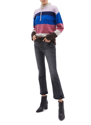 Figure View - Click To Enlarge - THEORY - Drawcord collar stripe oversized cashmere sweater