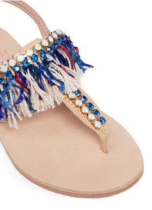 Detail View - Click To Enlarge - MABU BY MARIA BK - 'Sapphire' embellished fringe leather thong sandals