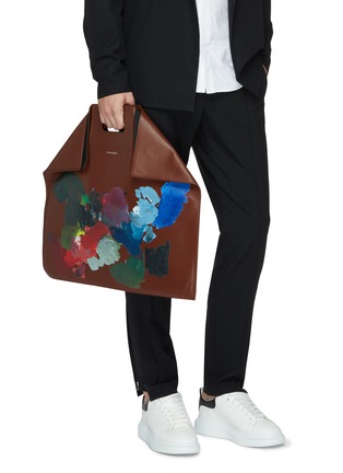 Figure View - Click To Enlarge - ALEXANDER MCQUEEN - 'De Manta' paint palette leather shopping tote bag