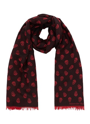 Main View - Click To Enlarge - ALEXANDER MCQUEEN - All Over Skull wool-silk scarf