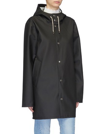Front View - Click To Enlarge - STUTTERHEIM - 'Stockholm' logo print hooded unisex raincoat