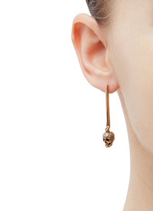 Figure View - Click To Enlarge - ALEXANDER MCQUEEN - 'Stick Skull' Swarovski crystal drop earrings