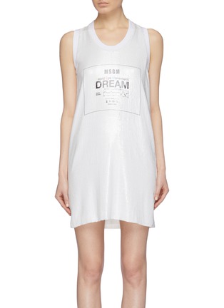 Main View - Click To Enlarge - MSGM - Slogan graphic print sequin tank dress