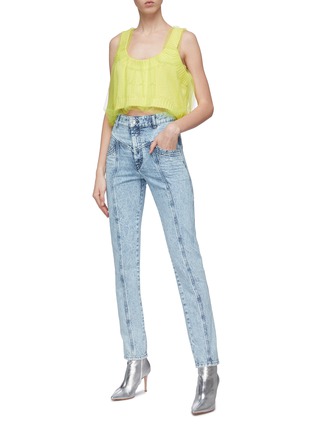 Figure View - Click To Enlarge - MSGM - Tulle overlay cropped knit tank top