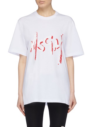 Main View - Click To Enlarge - MSGM - Sequin logo T-shirt
