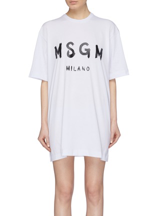 Main View - Click To Enlarge - MSGM - Logo print T-shirt dress