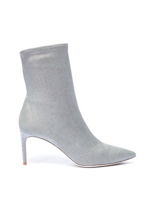 Main View - Click To Enlarge - RENÉ CAOVILLA - Strass heel metallic sock knit ankle boots