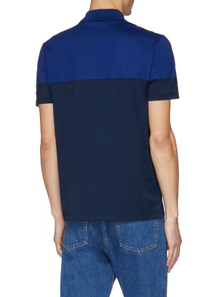 Back View - Click To Enlarge - ALEXANDER MCQUEEN - Skull patch jersey panel patchwork polo shirt