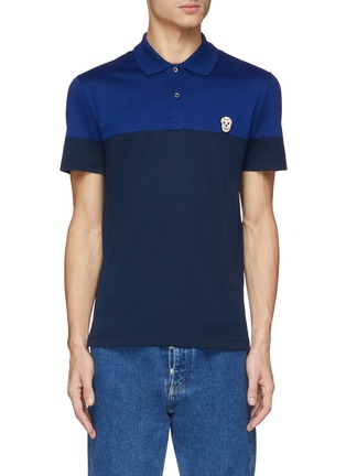 Main View - Click To Enlarge - ALEXANDER MCQUEEN - Skull patch jersey panel patchwork polo shirt