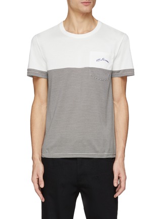 Main View - Click To Enlarge - ALEXANDER MCQUEEN - Logo embroidered stripe panel T-shirt