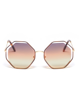 Main View - Click To Enlarge - CHLOÉ - 'Poppy' metal octagon frame sunglasses